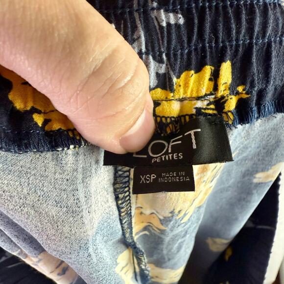 LOFT 2 Pairs Women's XSP Floral 100% Viscose Blue & Gray Fluid Drawstring Pants - Picture 4 of 14